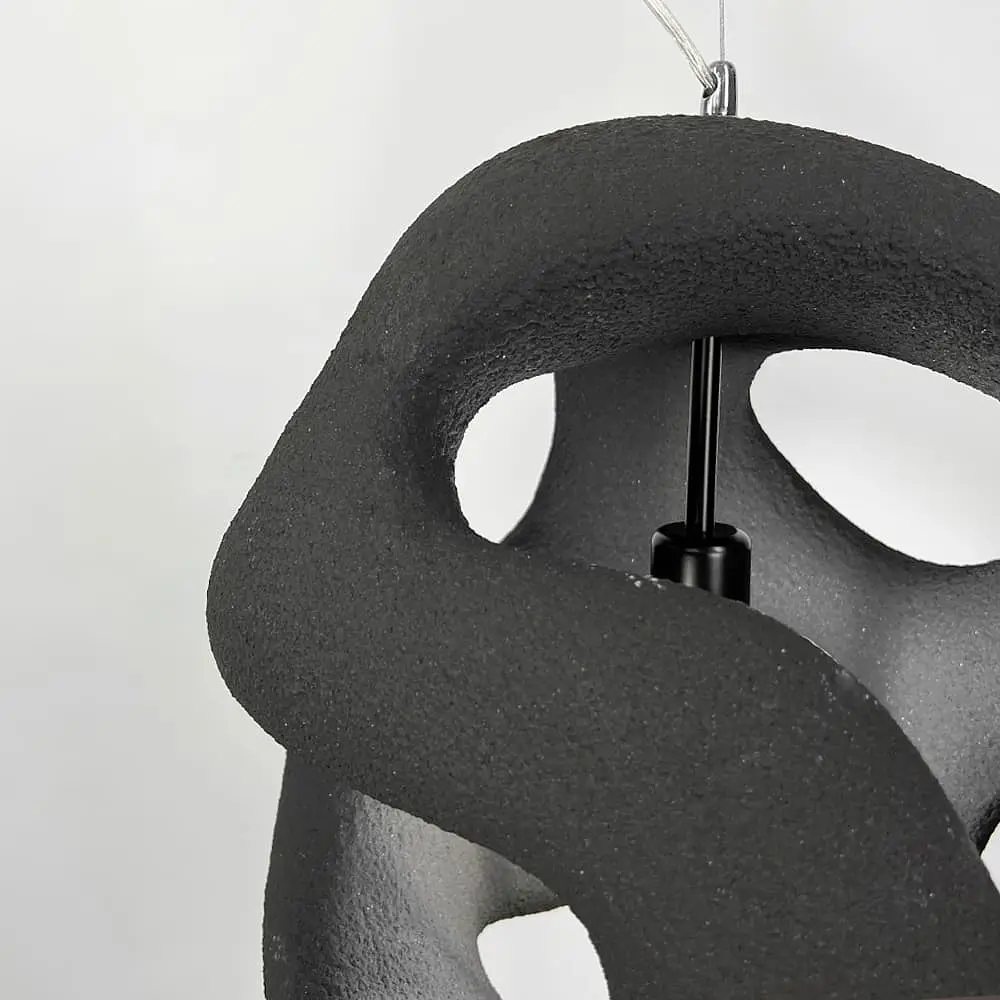 Гіпсовий світильник у чорному кольрі Ø 50 см | Арт. MJ34-450*500 BK | Line F - фото 3