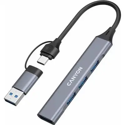 Концентратор Canyon USB-C/A 4-in-1 1xUSB 3.0 + 3xUSB 2.0 gray (CNS-TDS02G) - фото 4