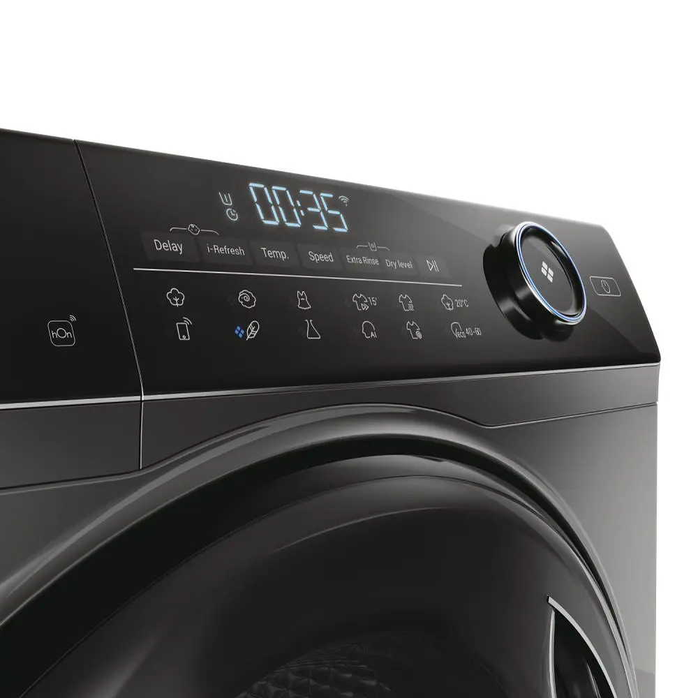 Стирально-сушильная машина Haier фронтальная 8(5) кг 1400 A 46 см дисплей пара инвертор люк черный прямой привод серебристый - фото 6