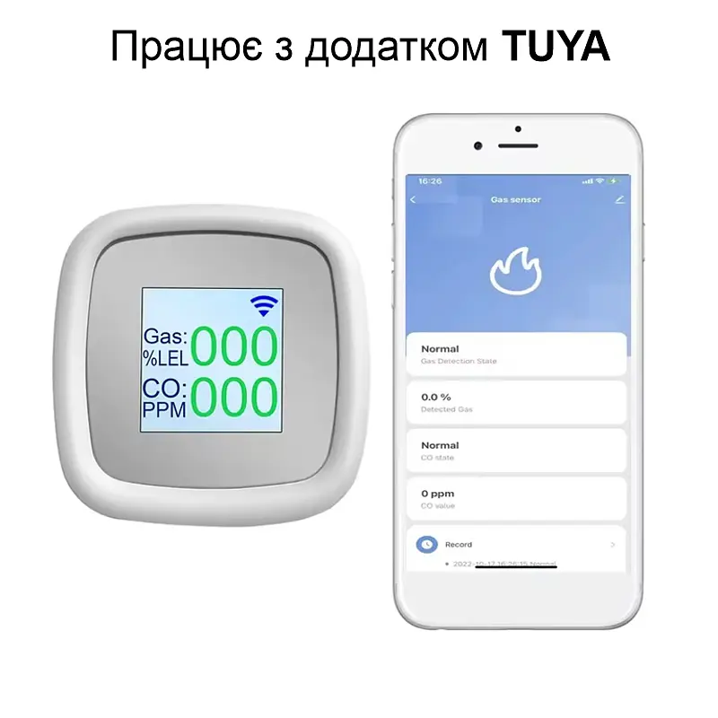 Wifi датчик витоку природного газу + чадного газу 2 в 1 з екраном та сиреною Nectronix GLD-20 - фото 3