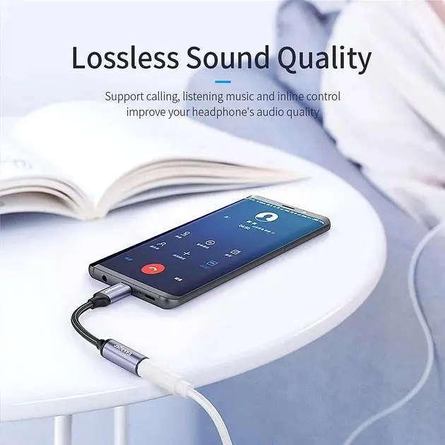 Адаптер Essager USB Type C 3,5 Jack/USB C 3,5 мм AUX для навушників (EZJE01-0G) - фото 6