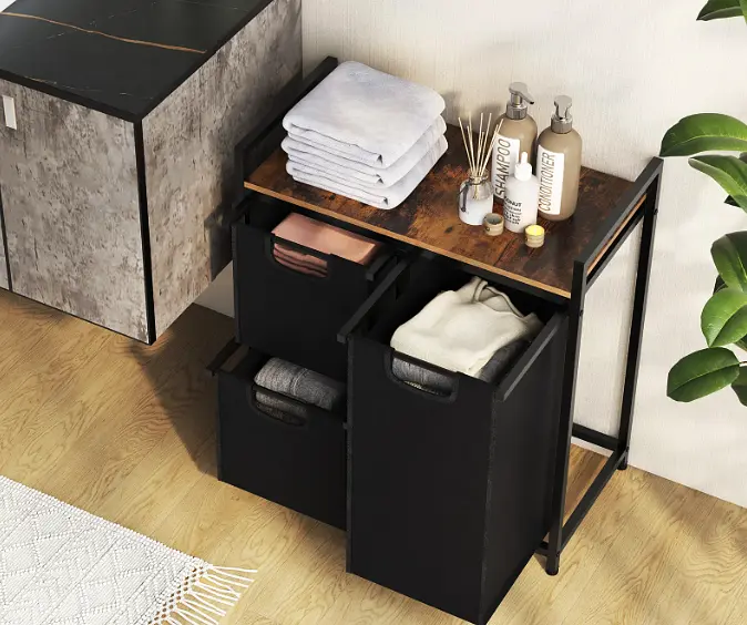 Кошик для білизни Costway Nordi 58 л в стилі Loft чорний - фото 8