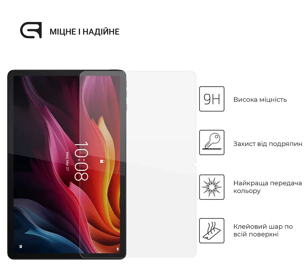 Захисне скло для планшета Lenovo Tab K11 Plus, Glass.CR, загартоване скло 9H, 2.5D, повне проклеювання, з олеофобним покриттям, проста установка та сумісність з чохлами всіх типів (Case friendly), ArmorStandart (ARM83271) - фото 2