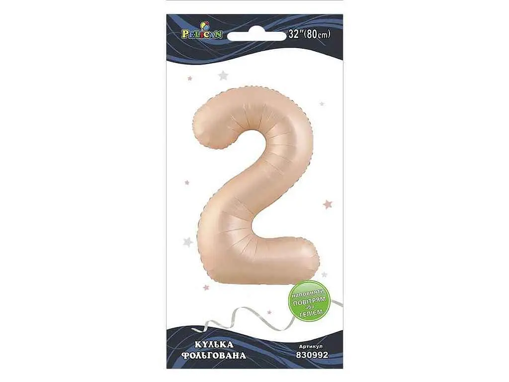 Кулька фольгована цифра PELICAN 32 (80 см) 1 2 рожева Blush