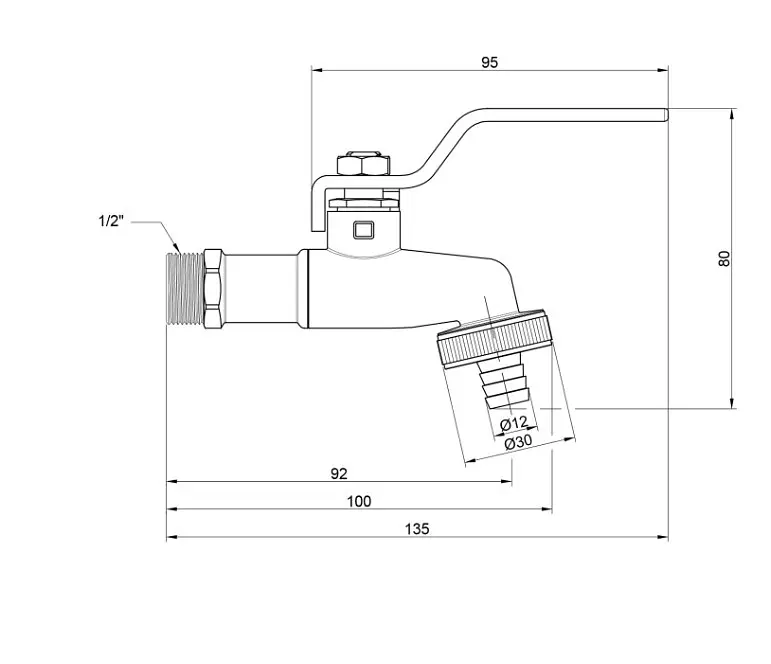 Кран кульовий для поливу Thermo Alliance Standart 1/2" З ручка-важіль SD140W15 - фото 4