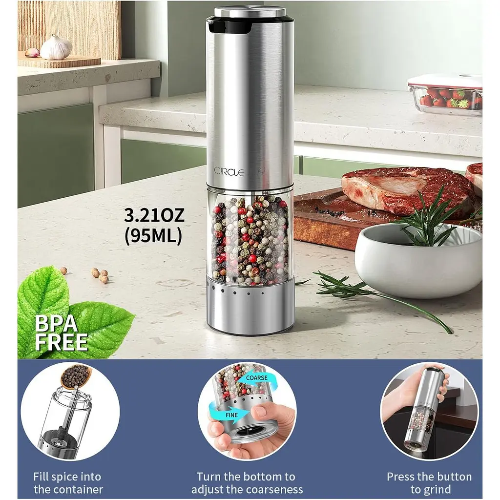 Подрібнювач солі та перцю Circle Joy Nova Electric Grinder Silver (CJ-EG12) [162475] - фото 7