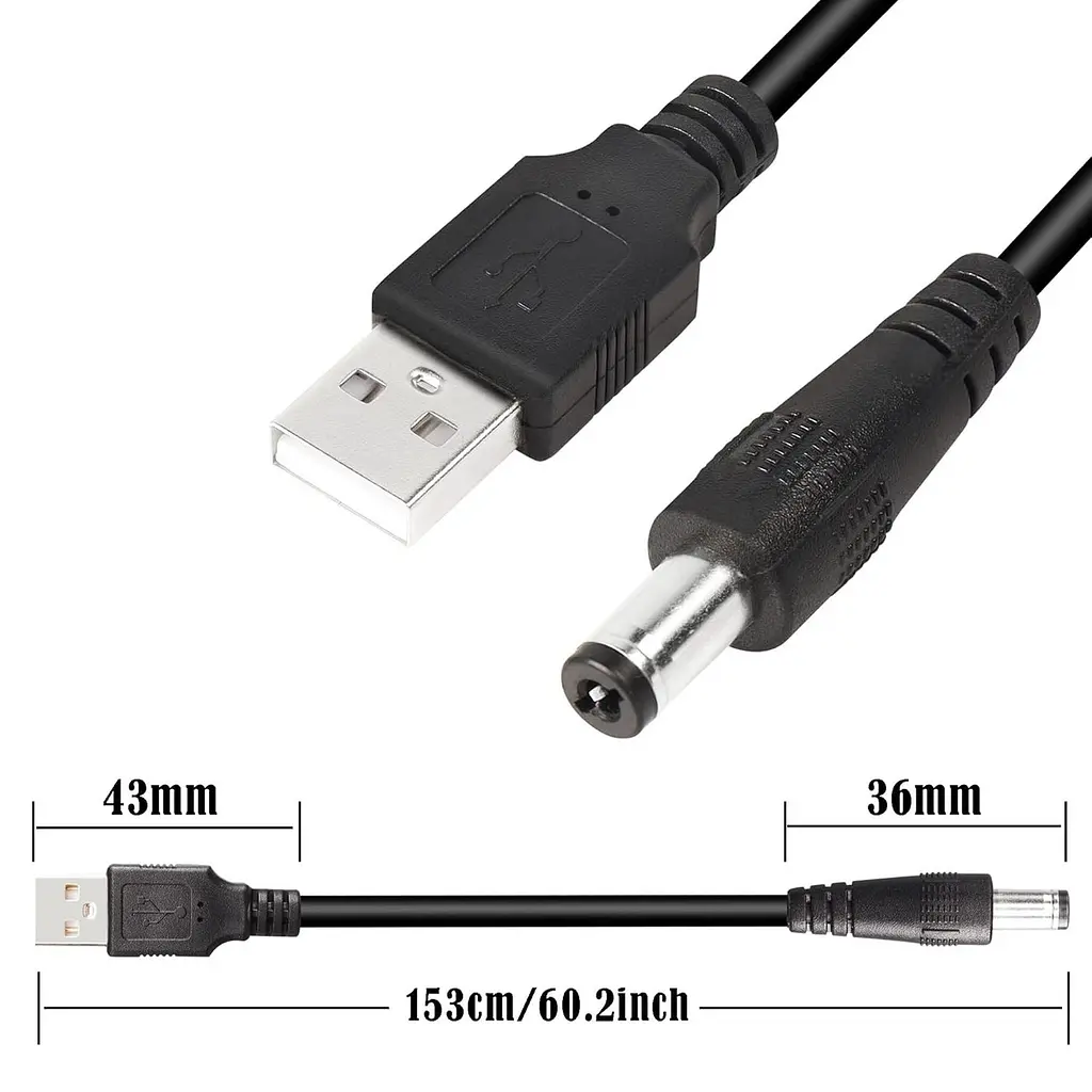 Кабель живлення 5,5 мм x 2,1 мм GINTOOYUN 5V USB2.0 — DC універсальний - фото 2