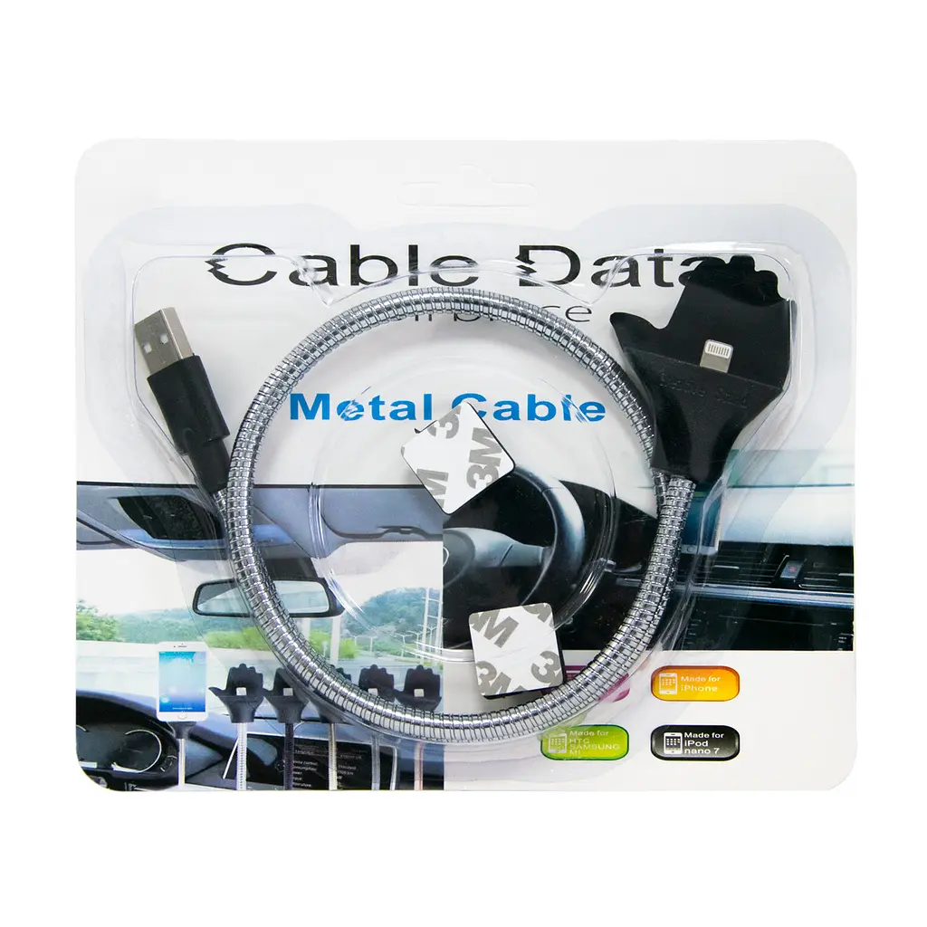 Кабель Lightning-USB Metal cable - ладонь 48см серо-черный провод лайтнинг шнур для зарядки айфона - фото 3