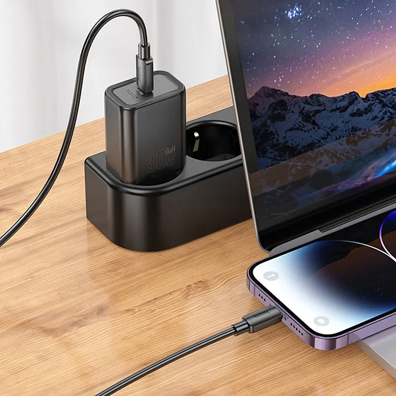 МЗП Hoco N62 Gentle PD30W (1USB-C) + кабель Type-C to Type-C Black - фото 3