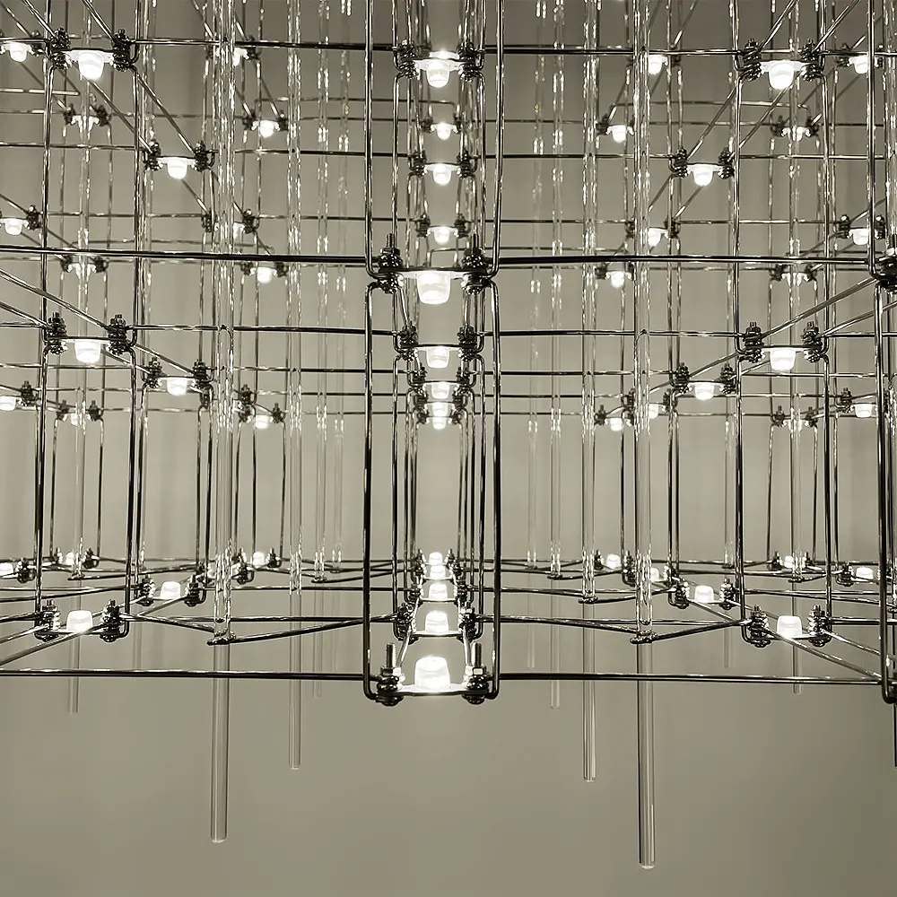 Кубическая люстра в форме параллелепипеда 111х60х60 см Ст. MJ 201-1110*600*600 CH | Line F - фото 3