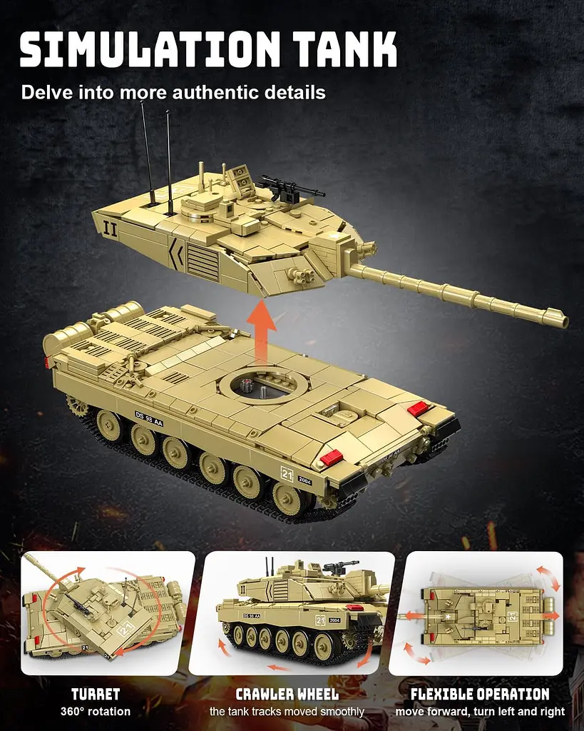 Конструктор танк на радіокеруванні  Mould King танк Челленждер Challenger2 Tank для дорослих та дітей військова техніка 1129 деталей - фото 8
