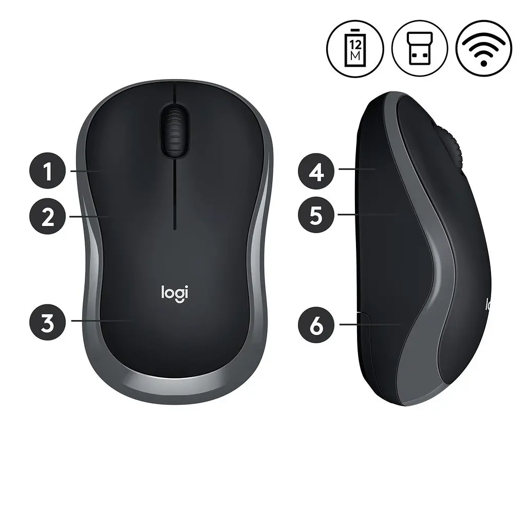 Mишка бездротова Logitech M185 (910-002238) Grey USB - фото 4