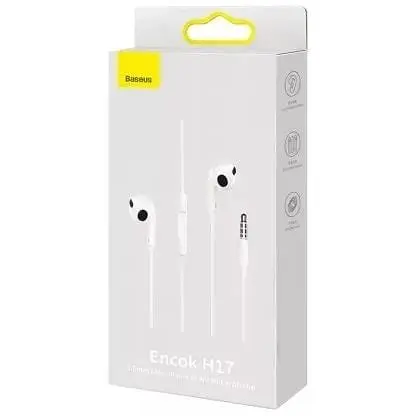Наушники проводные Baseus Encok Wired H17 (3.5 мм) пластиковые белые NGCR020002 - фото 5