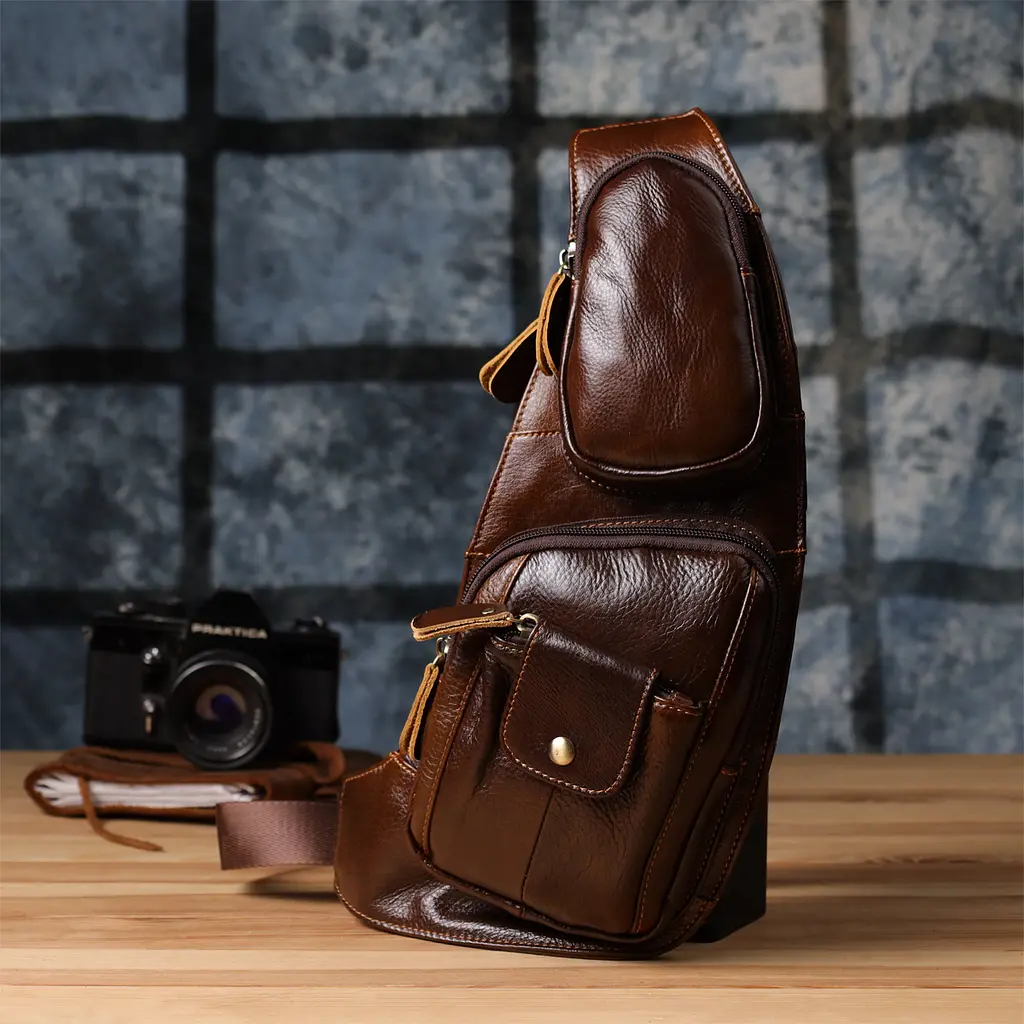 Мужская сумка с большим количеством карманов из натуральной кожи Vintage 15,5х39х6 см sum0027484 - фото 9