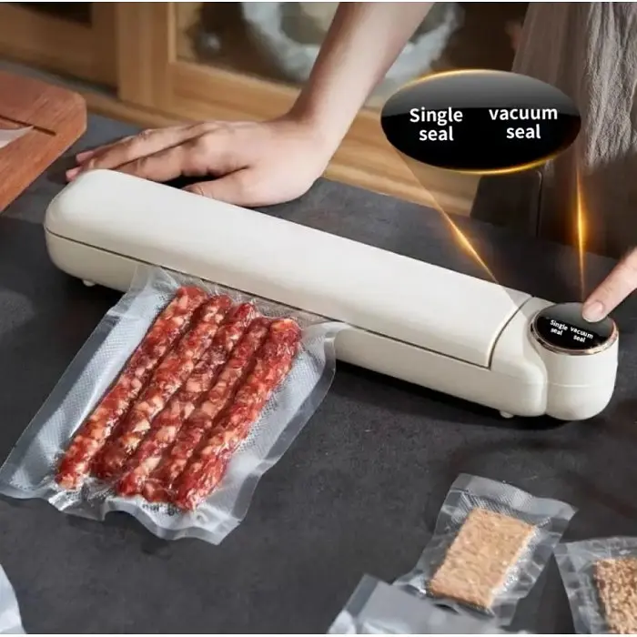 Вакуумний пакувальник харчових продуктів + 10 пакетів, Vacuum Sealer LS-801, Білий - фото 2