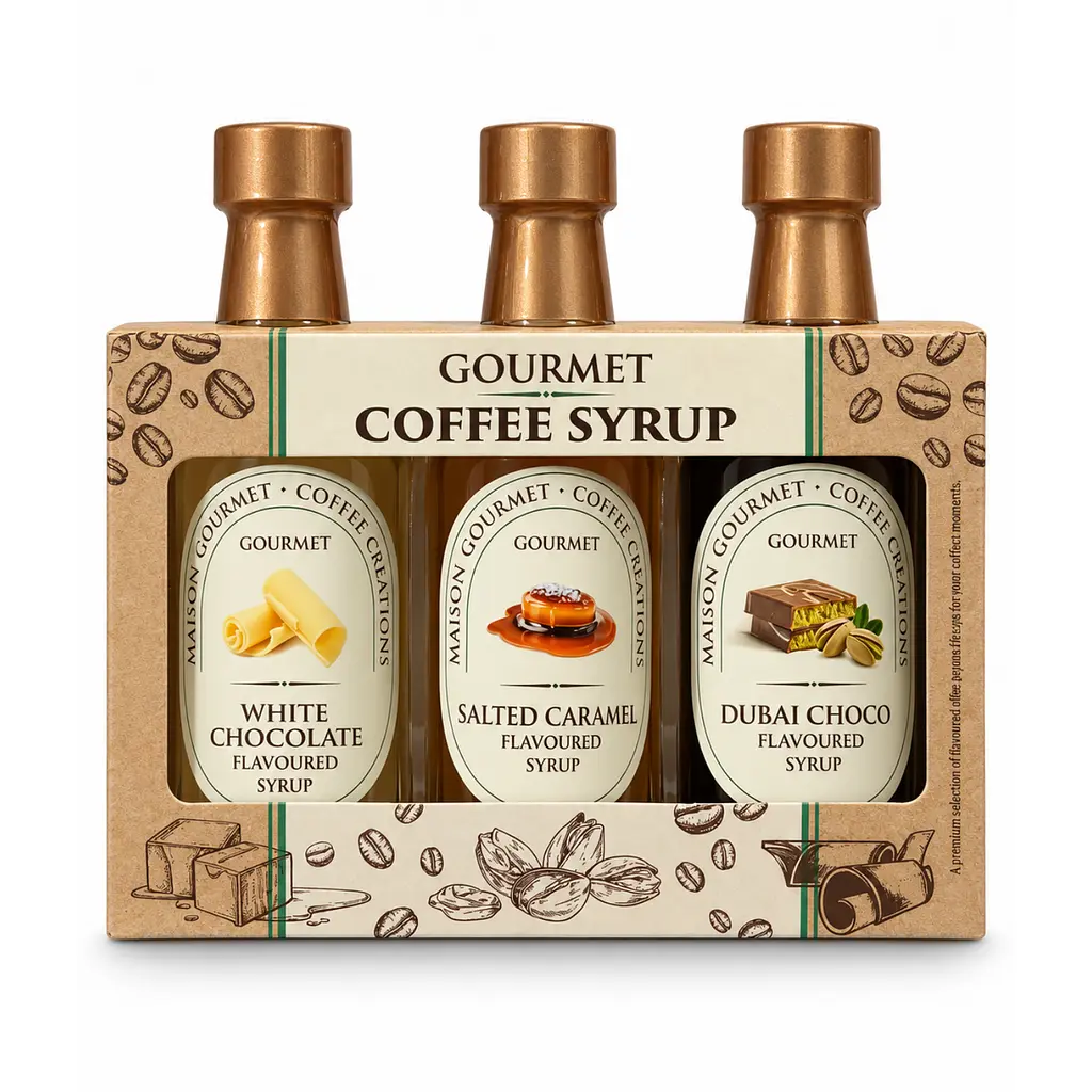 Набір кавових сиропів Maison Gourmet Coffee Creations White Chocolate, Salted Caramel & Dubai Choco 3×45 мл