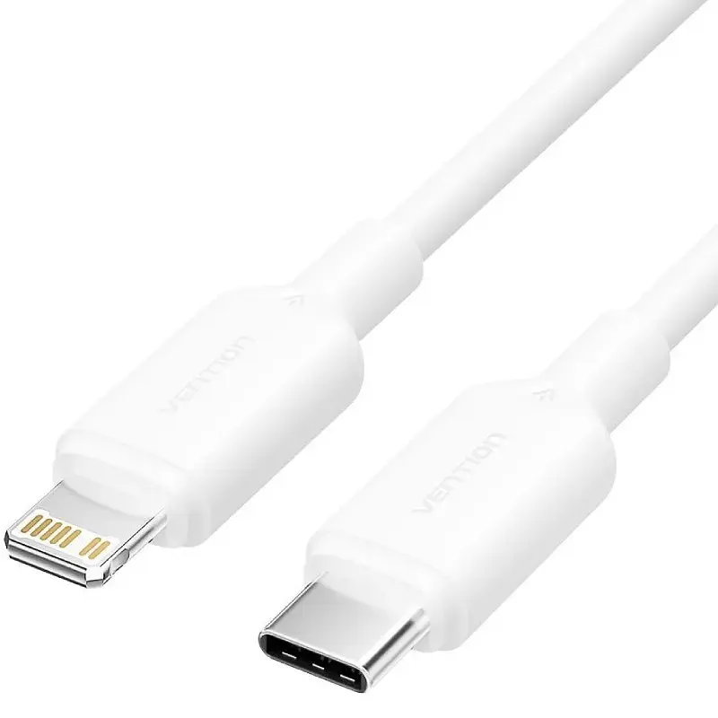 Кабель USB 2.0 Type-C M-Lightning M, 1.0 м, PD 27W, PVC, білий Vention - фото 2