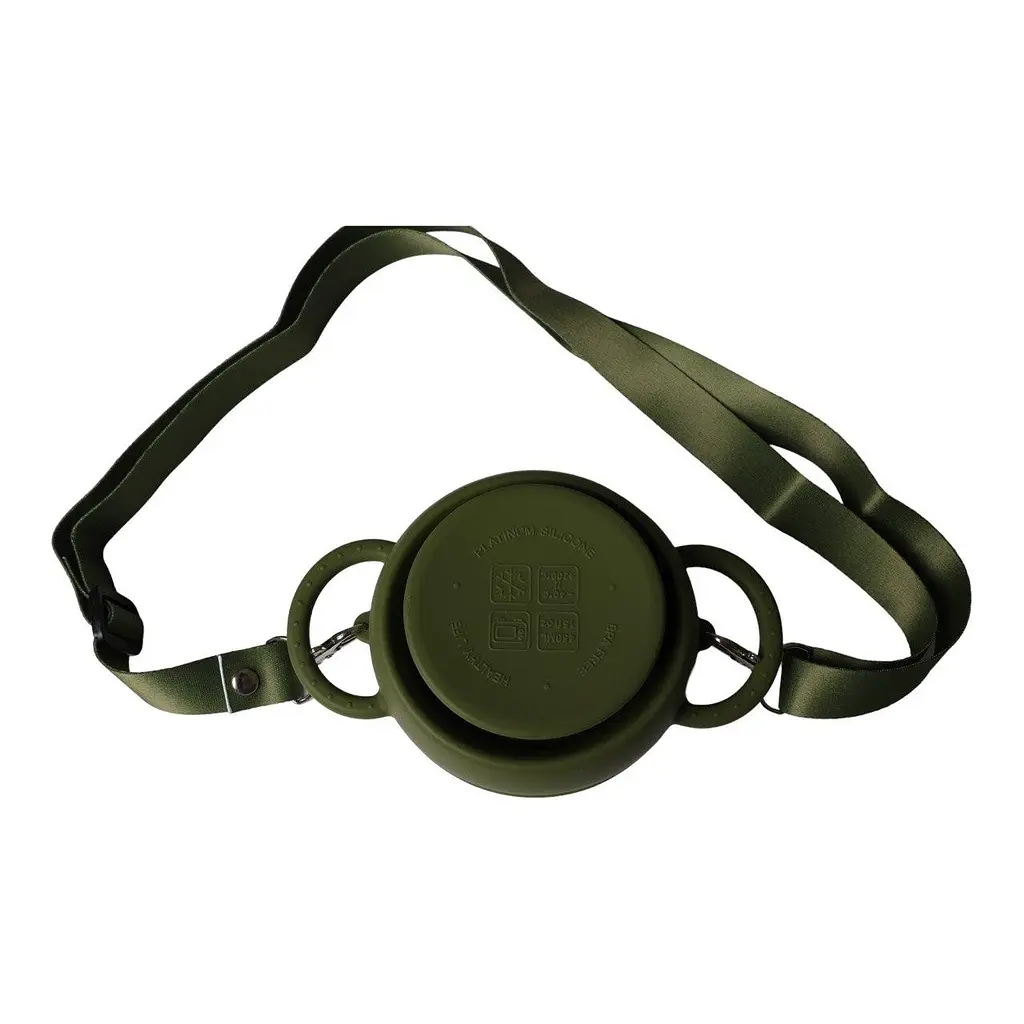 Безопасная пищевая силиконовая складная чашка oldbro 450 мл olive dark - фото 3