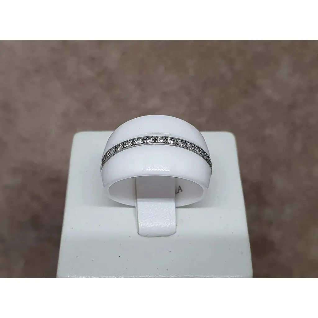 Срібне кільце Aurora з керамікою і фіанітами. С1107Б 17,5 - фото 4