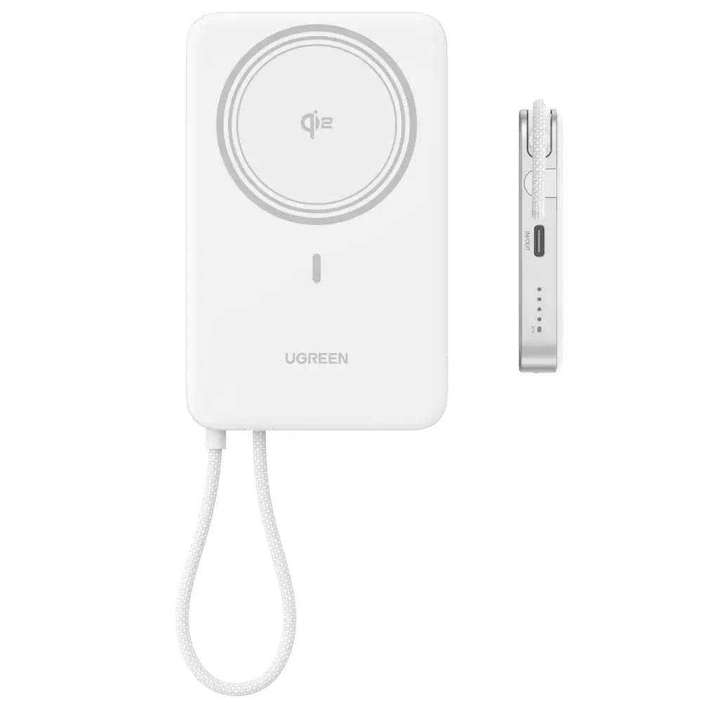 Батарея універсальна Ugreen 10000mAh 30W 1xUSB-C + 15W Magnetic Wireless + cable USB-C white (75983B) - фото 7