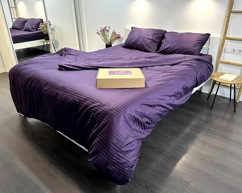 Постільна білизна LARA сатин-страйп LUX dark violet d13210р полуторний - фото 2