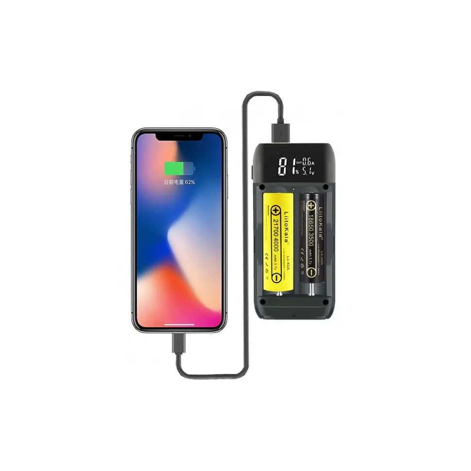 Зарядний пристрій-павербанк LiitoKala Lii-MP2 для акумуляторів на 2 канали (Червоний) - фото 8