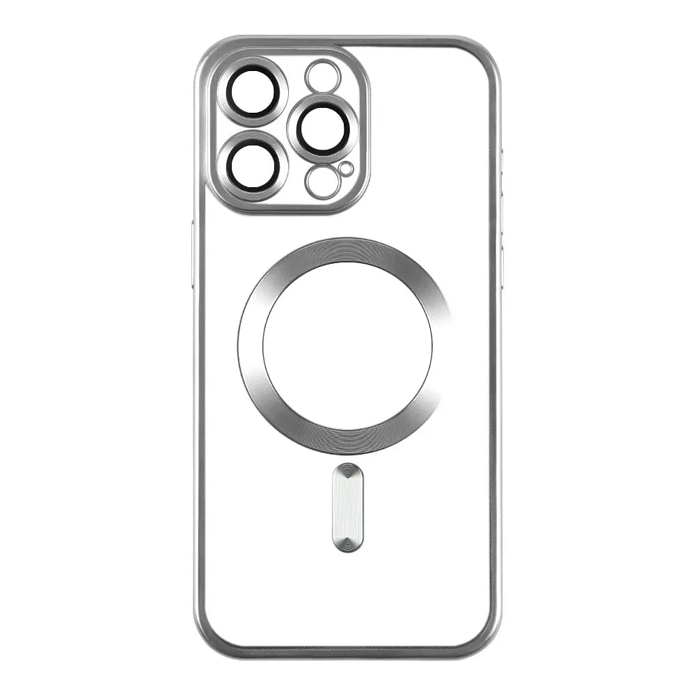Чохол TPU Metallic Chrome Full Camera Magsafe Apple iPhone 15 Silver