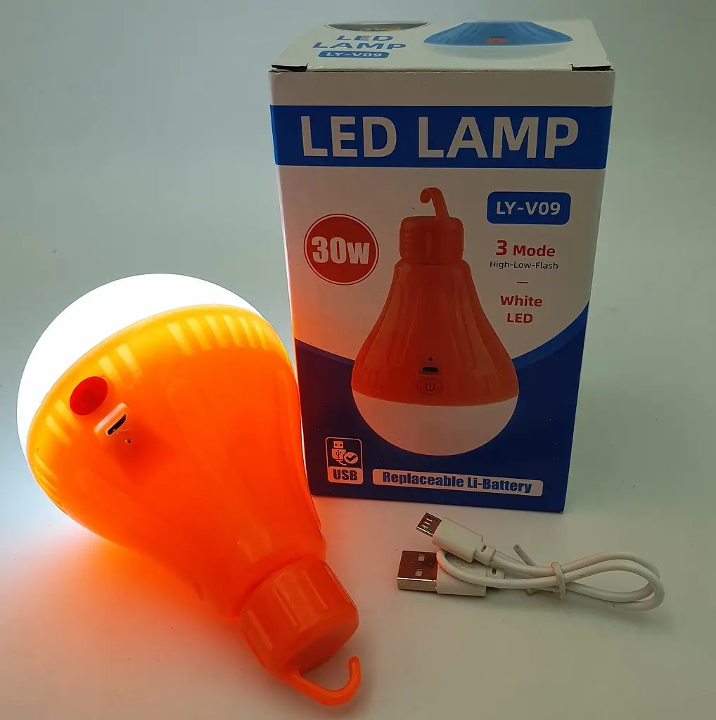 Кемпінгова LED лампа 30W акумуляторна знімна 18650 1200mAh світильник з гачком ліхтар світильник 15х8см UKC V09 оранжевий - фото 2