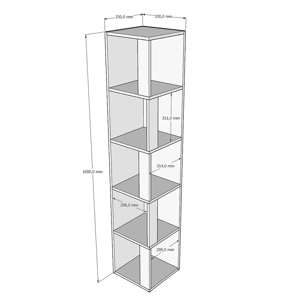 Стеллаж для книг и декора FH-Alen 330х1650х330 мм Антрацит - фото 2