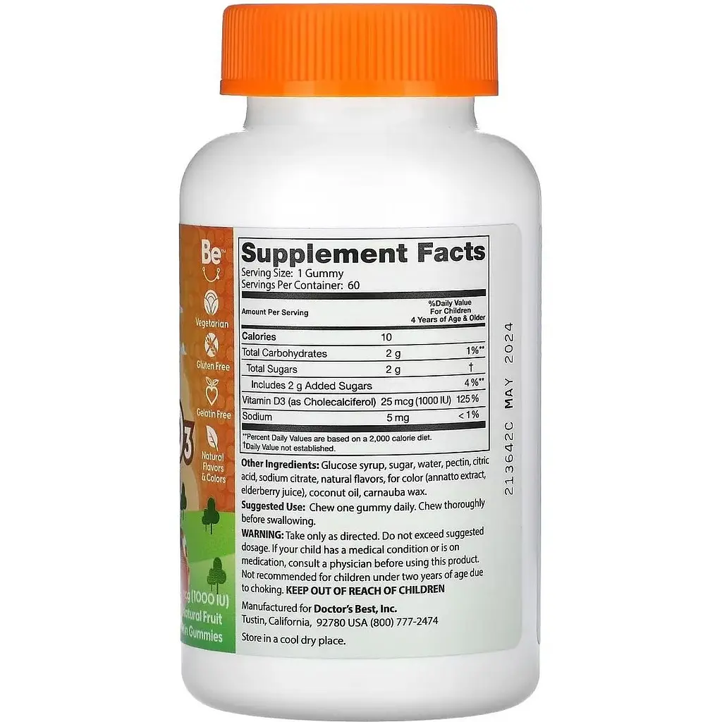Вітамін D3 Doctor's Best Vitamin D3 Kids Gummies фруктовий 60 жувальних цукерок - фото 2