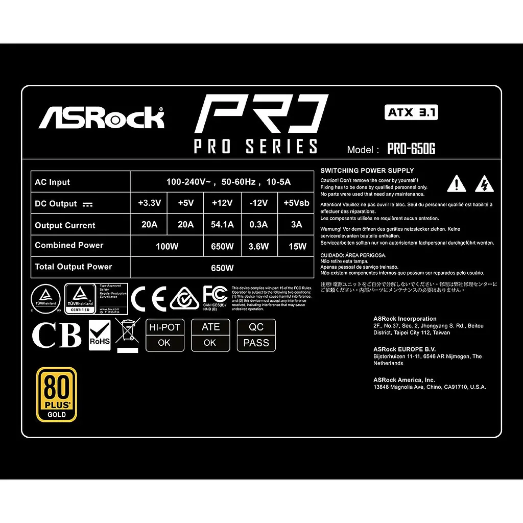 Блок живлення ASRock PRO-650G 650W [176396] - фото 7