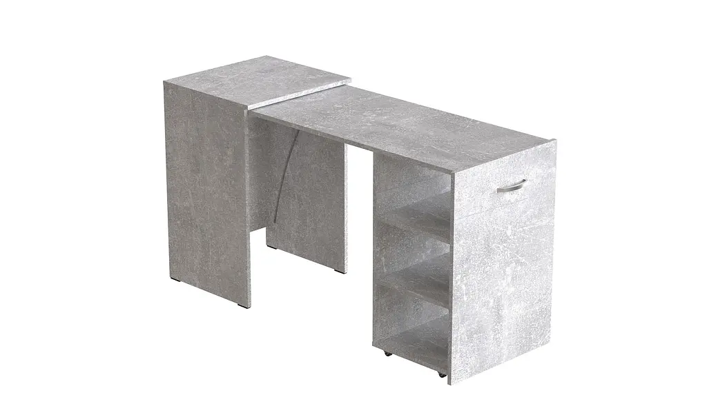 Стол-тумба трансформер Смарт 1/2 Ferrum-decor 750x1450x600 ДСП Бетон 16 мм (FRD-105080) - фото 3