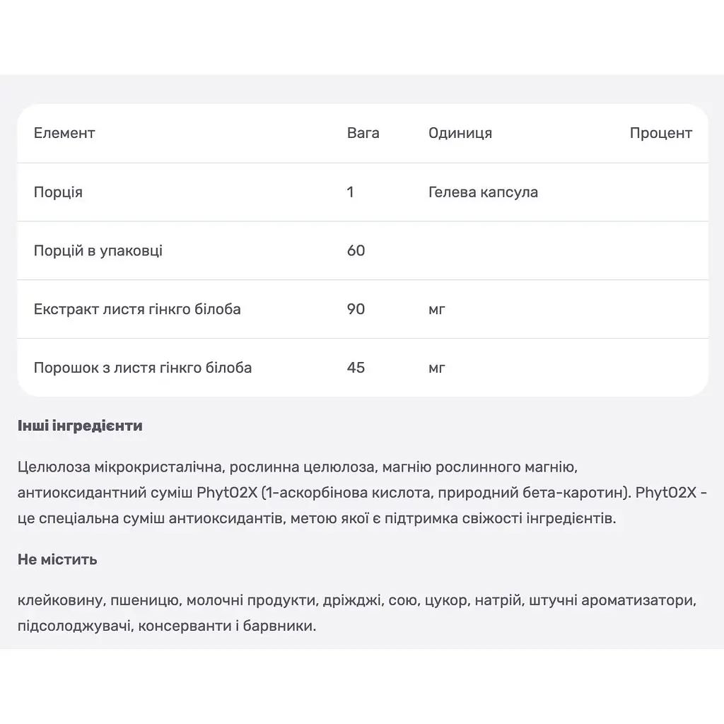 Екстракт листя Гінкго білоба Solgar 60 гелевих капсул - фото 3