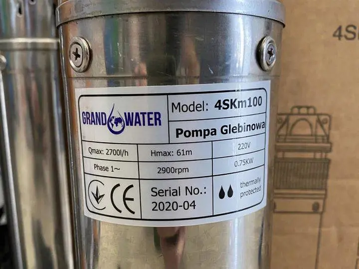 Насос глубинный GrandWater 4SKM100 0,75 кВт H61м с пультом 30412 - фото 8