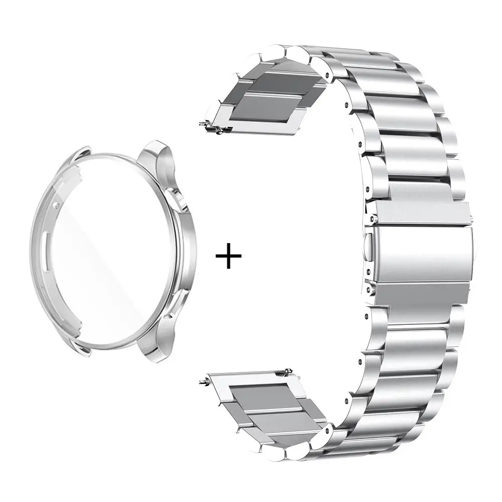 Комплект Tamister для годинника Amazfit GTR4 сріблястий (чохол + ремінець Rolex design 22 мм) - фото 2