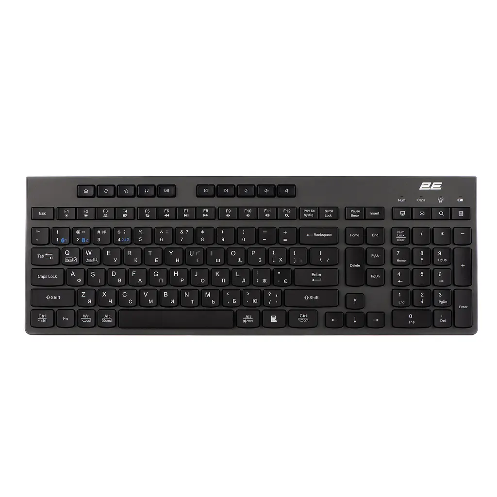 Клавіатура мембранна KS280 120key, WL/BT, EN/UK, silent, чорно-сіра 2E teh0013888 - фото 2