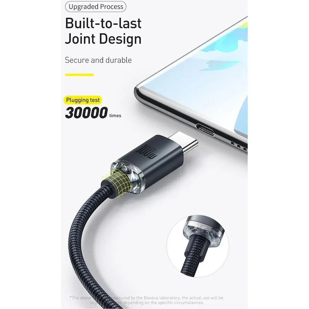 Кабель Baseus Crystal Shine Series USB-A to Type-C 100W 1.2m Black (CAJY000401) [169549] - фото 5