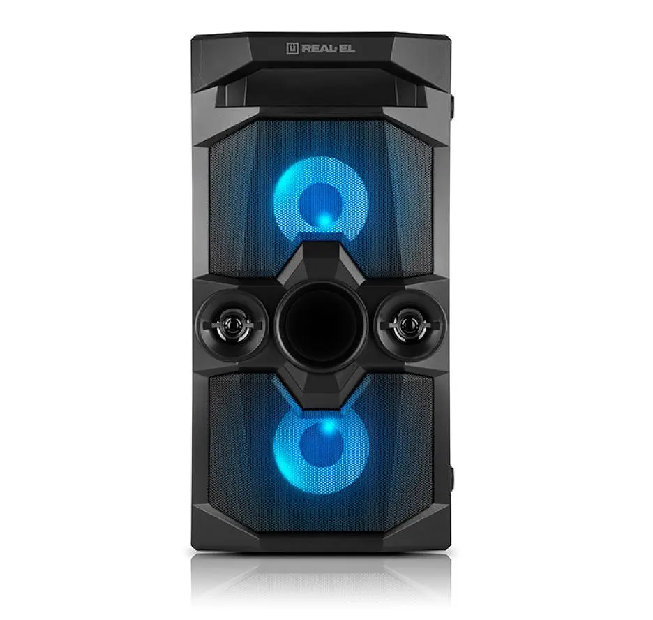Портативна колонка бумбокс Real-El RX771 Boombox 50W Bluetooth TWS, Караоке, RGB, Чорний - фото 4