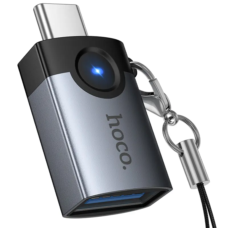 Перехідник Hoco UA46C Type-C Male to USB Female USB3.0 Metal gray - фото 6