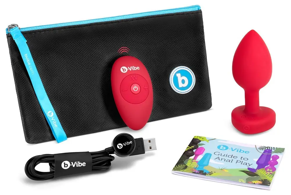 Анальна пробка з вібрацією та панеллю управління B-Vibe Vibrating Heart Plug M/L Red - фото 6