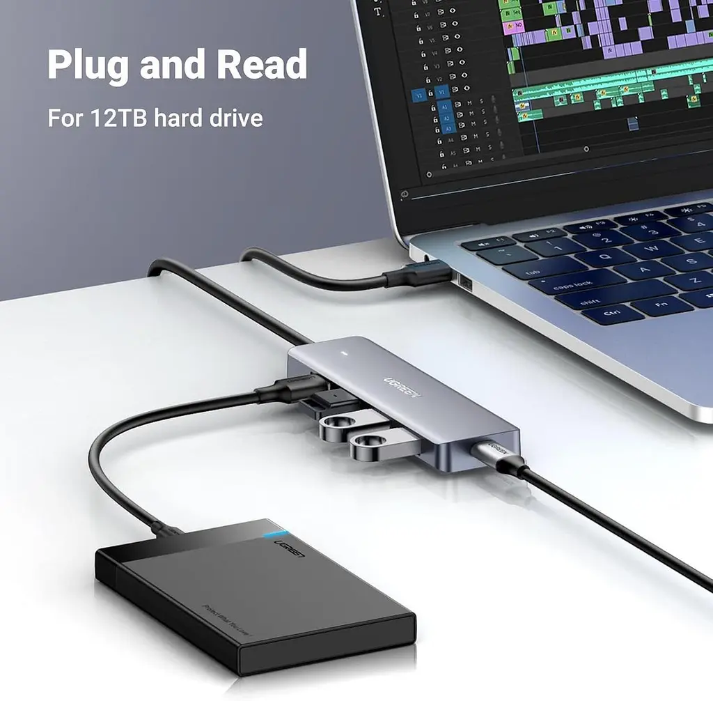 USB-хаб Ugreen CM219 4-in-1 USB Type-A to 4xUSB 3.0 HUB 1.5m Black (90879) - фото 7