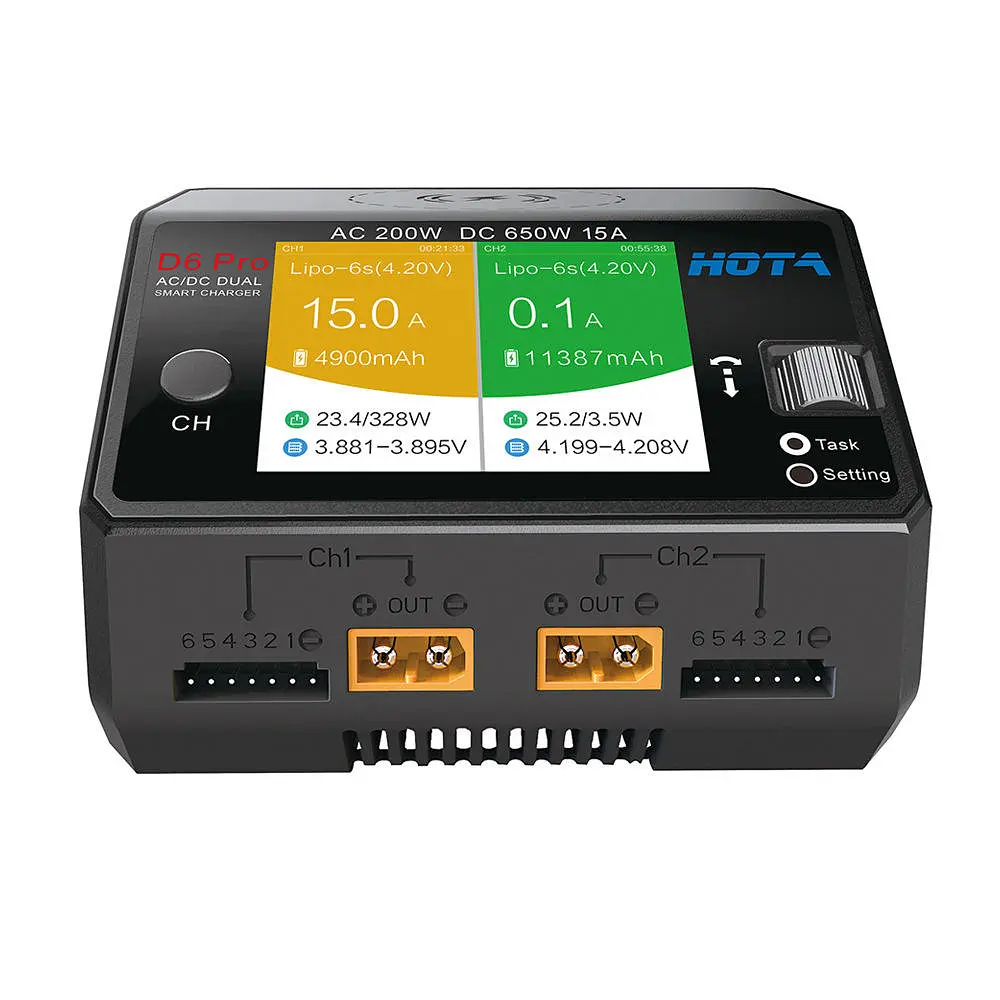 Зарядний пристрій двоканальний HOTA D6 Pro Dual 325W 15A 1-6S LiPo AC/DC FPV бездротова зарядка Black (18768) - фото 3