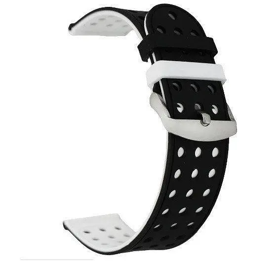 Двойной ремешок с перфорацией для часов Samsung Galaxy Watch Active/Active 2 Black White - фото 2
