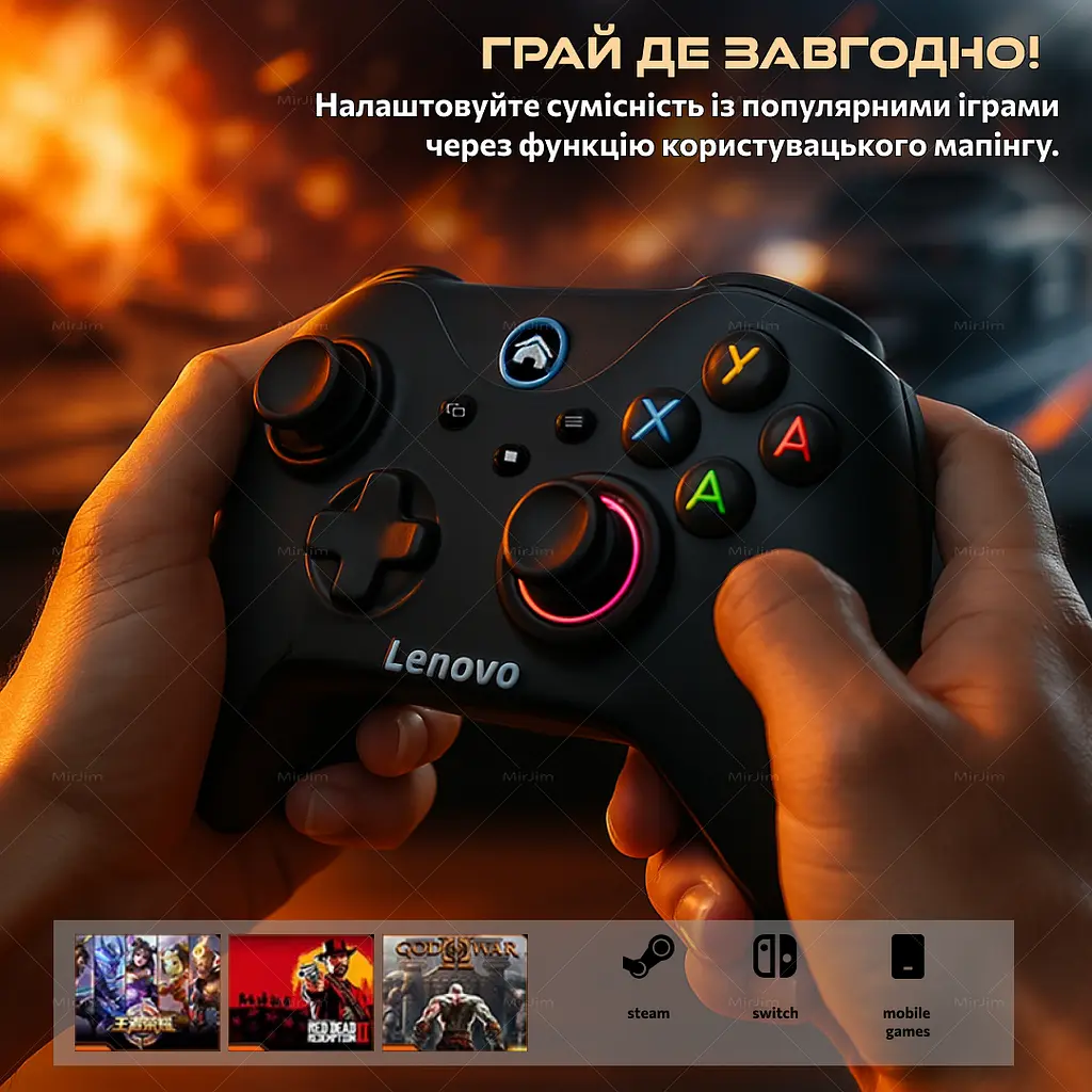 Геймпад бездротовий контролер Lenovo S02 для Nintendo Switch OLED, Switch Lite, PC, Mobile - фото 7