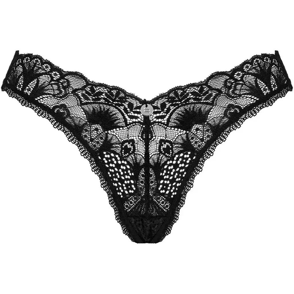 Мереживні стрінги Obsessive Donna Dream Thong XS/S Black, низька посадка - фото 3