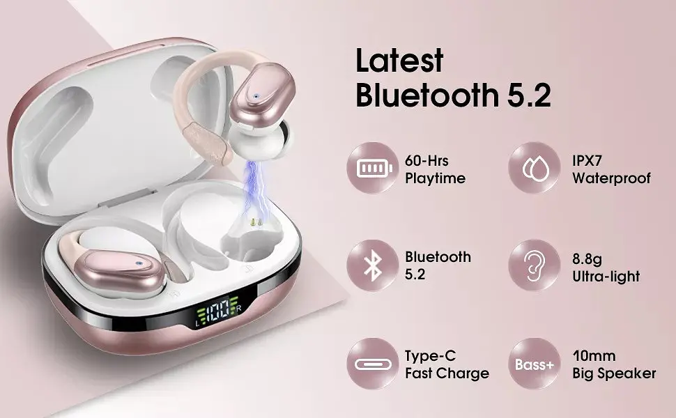 Бездротові спортивні Bluetooth навушники TWS BX17, водонепроникні, з індикатором заряду Жіночі навушники - фото 8