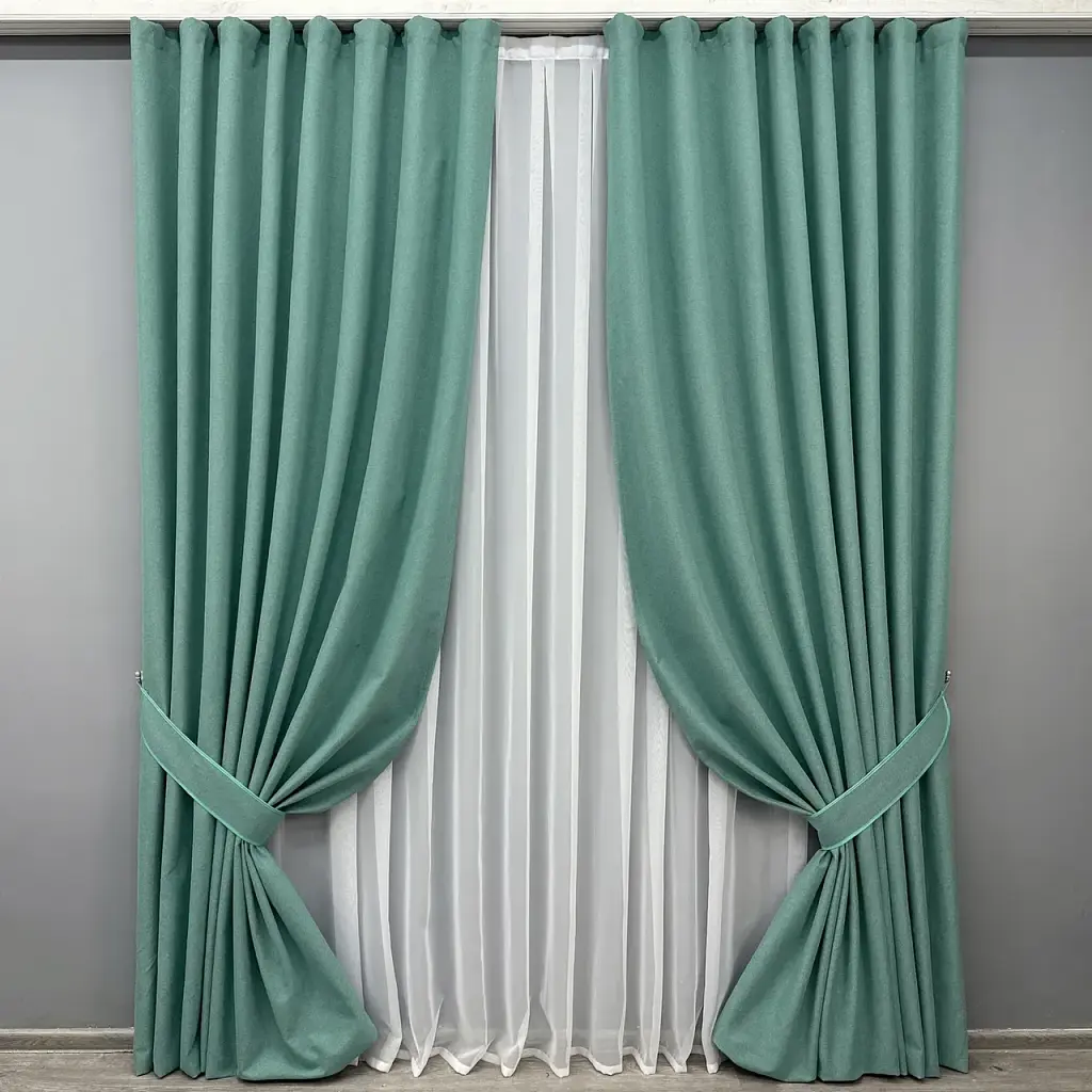 Комплект штор VR-Textil Ashen Night блекаут 2 шт 150x290 см бірюзовий (1849ш) - фото 2