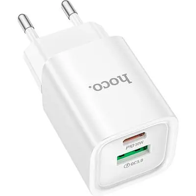 Зарядний пристрій HOCO C149A Charm 1xUSB-C PD30W + 1xUSB QC3.0 White (6942007630337) - фото 3
