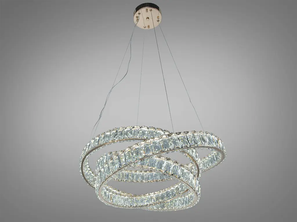 Люстра підвісна LED Diasha D8875/600G, золото, кришталеві кільця, Ø60 см, 92 W, пульт - фото 4