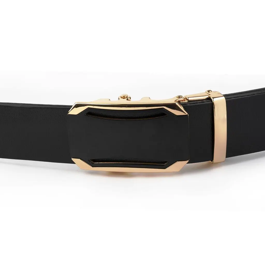 Ремінь чоловічий із золотистою пряжкою 20258 Vintage чорний 105-120 см - фото 6